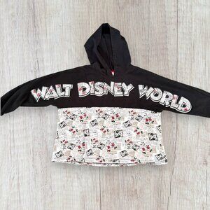 Walt Disney World Mickey & Minnie Mouse Hoodie Newsprint Sweatshirt Womens 3X